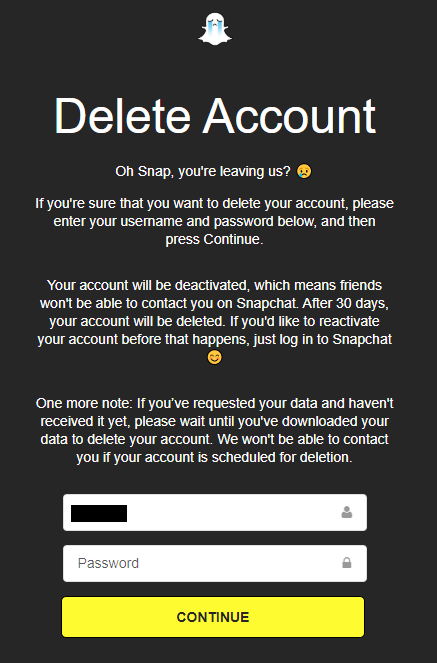 account deletion